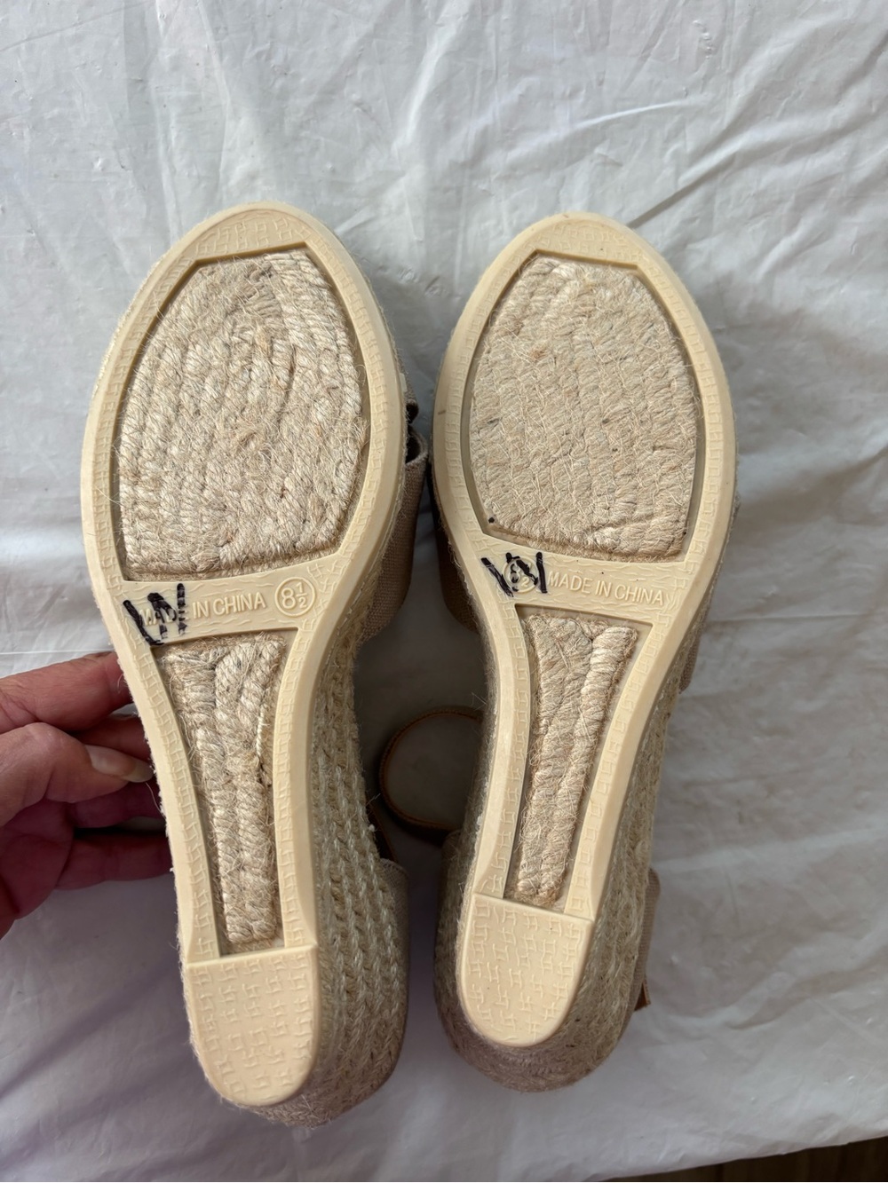 NWOT Talbots Tan Lurex Canvas Platform Wedge Sandals SZ 8.5 - Picture 10 of 14